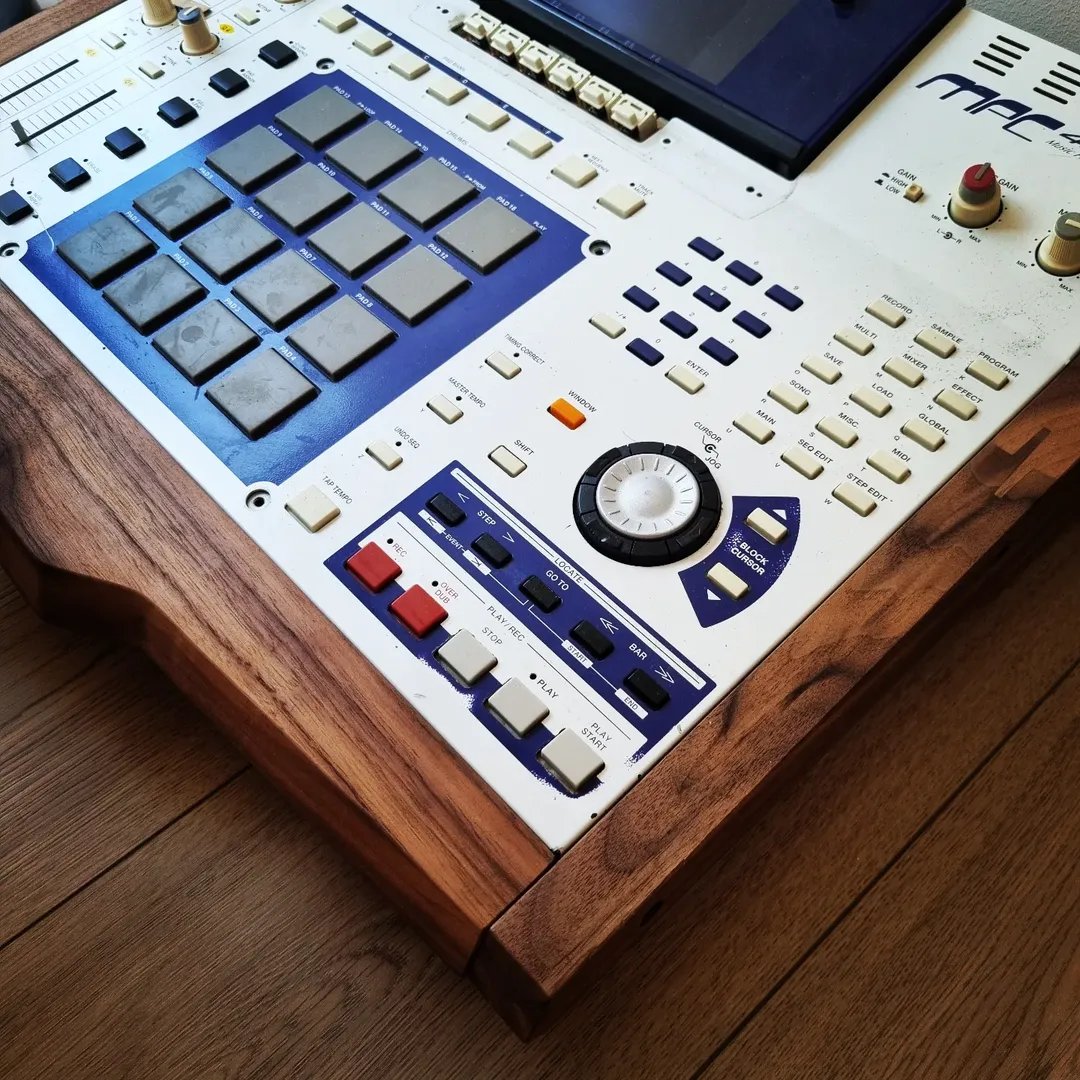 Akai MPC with custom wooden side cheeks